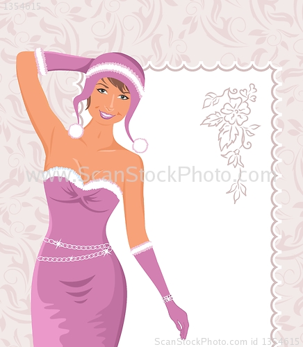 Image of christmas background with sexy lady