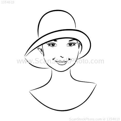 Image of vintage girl face in hat