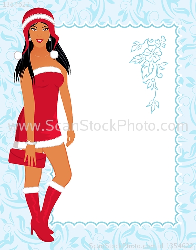 Image of christmas girl with invitation