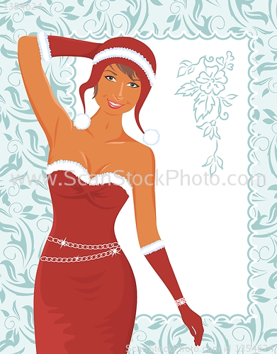 Image of christmas girl with invitation