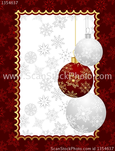 Image of Christmas background with set balls