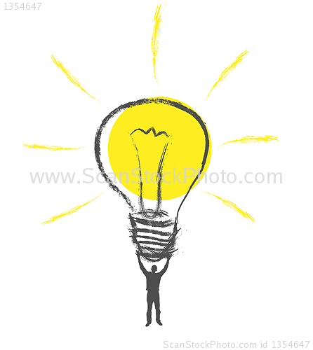 Image of Light bulb. The concept of idea.