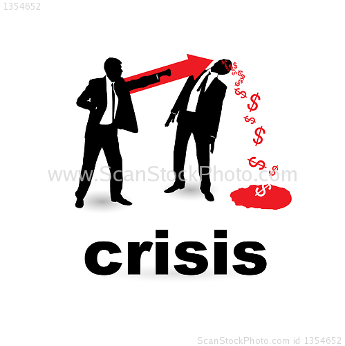 Image of The concept of the financial crisis. Duel of two businessmen.