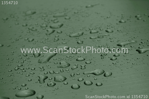 Image of water drops on metal surface