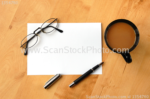 Image of business still life with copyspace