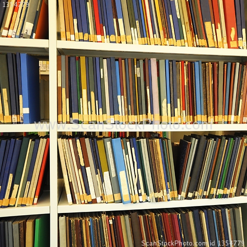 Image of books in a library