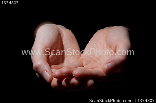 Image of empty hands on black