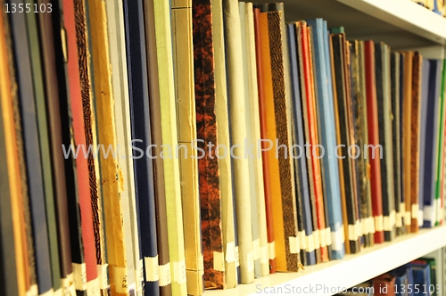 Image of books in a library