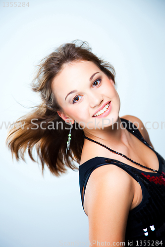 Image of Portrait of young beautiful disco dancer girl