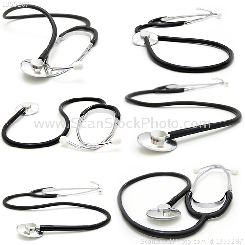 Image of collection stethoscope on a white background