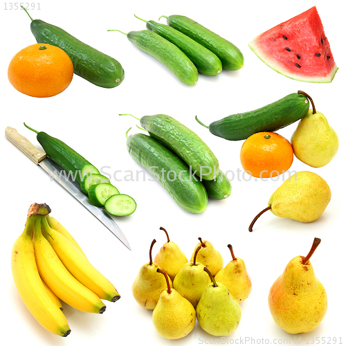 Image of  fruits and vegetables collection isolated on white background