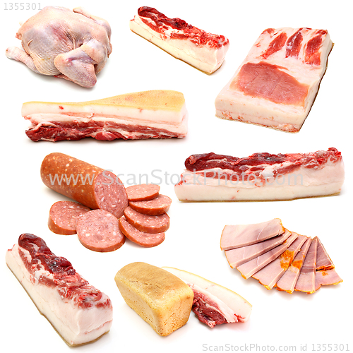 Image of Meat collection isolated on white background