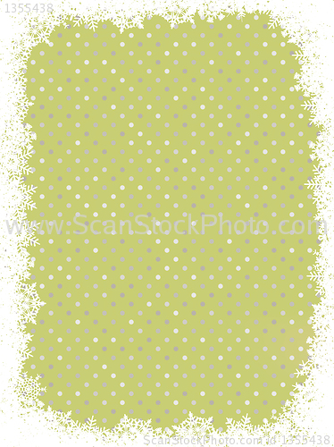 Image of Green polka dot design with snowflakes. EPS 8