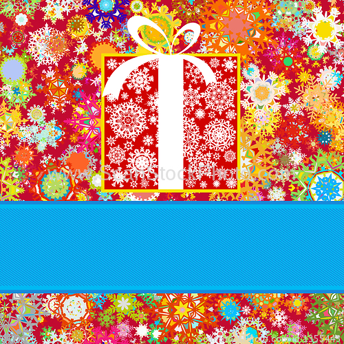 Image of Colorful snowflakes pattern gift card. EPS 8