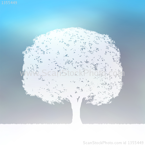 Image of Tree silhouette blue and white landscape. EPS 8