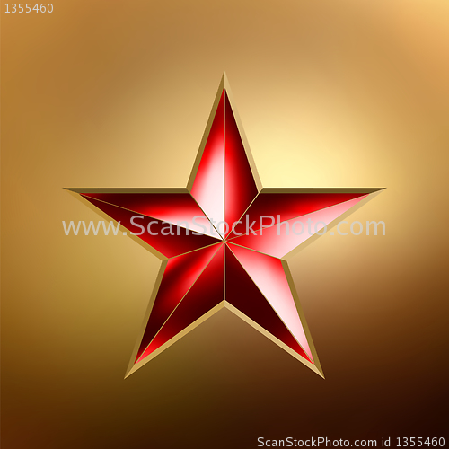 Image of illustration of a Red star on gold. EPS 8