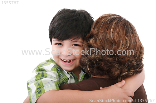 Image of portrait of mother and son on Mother's Day. 