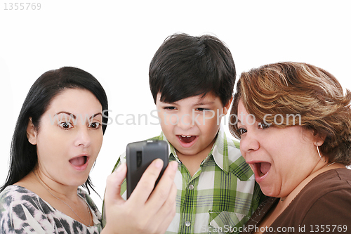 Image of Young shock and surprise people watching the mobile phone