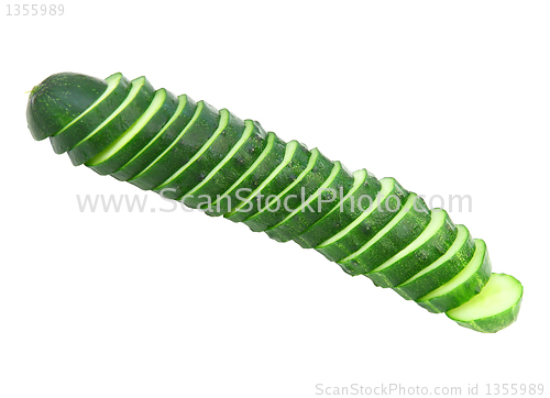 Image of Sliced Cucumber Isolated on White Background