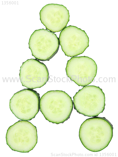 Image of Vegetable Alphabet of chopped cucumber  - letter A