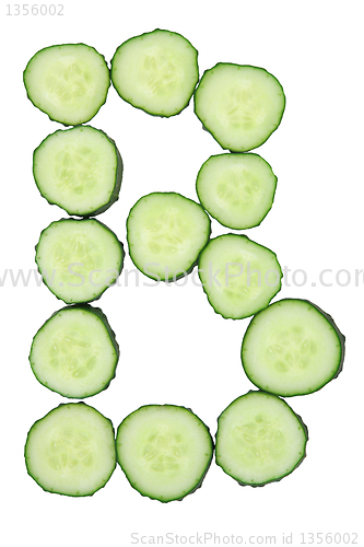 Image of Vegetable Alphabet of chopped cucumber  - letter B