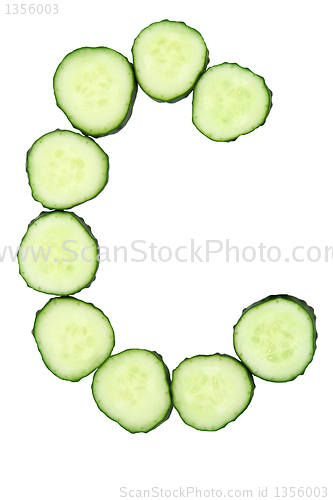 Image of Vegetable Alphabet of chopped cucumber  - letter C