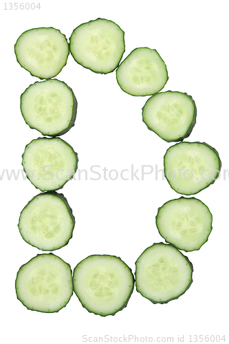 Image of Vegetable Alphabet of chopped cucumber  - letter D