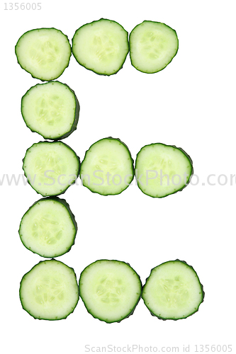 Image of Vegetable Alphabet of chopped cucumber  - letter E