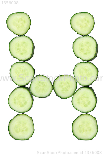 Image of Vegetable Alphabet of chopped cucumber  - letter H