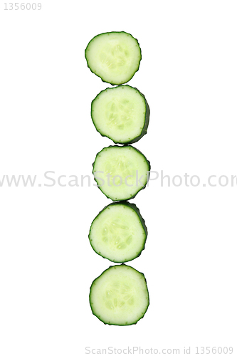 Image of Vegetable Alphabet of chopped cucumber  - letter I