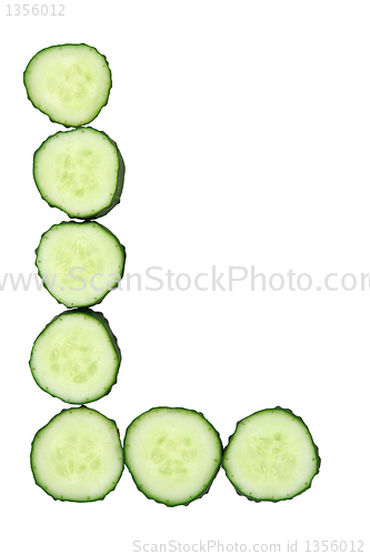 Image of Vegetable Alphabet of chopped cucumber  - letter L