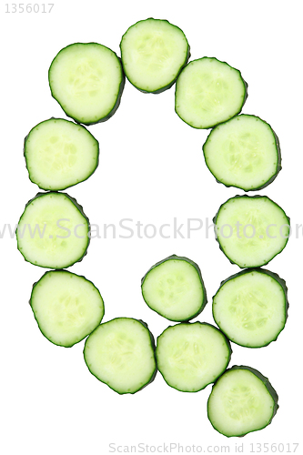 Image of Vegetable Alphabet of chopped cucumber  - letter Q