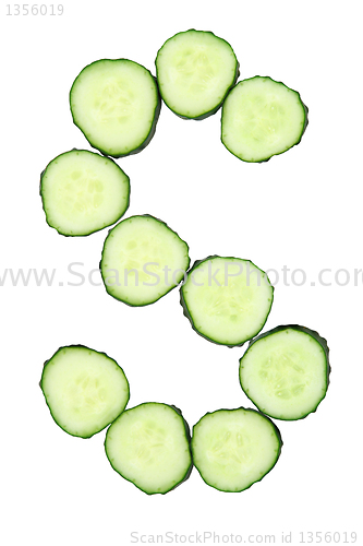 Image of Vegetable Alphabet of chopped cucumber  - letter S