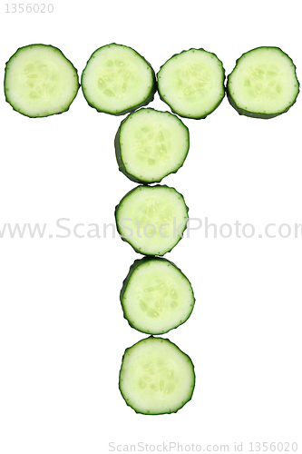 Image of Vegetable Alphabet of chopped cucumber  - letter T