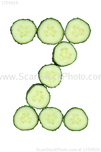 Image of Vegetable Alphabet of chopped cucumber  - letter Z