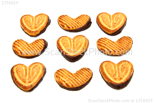 Image of Cookies in the form of heart with chocolate 