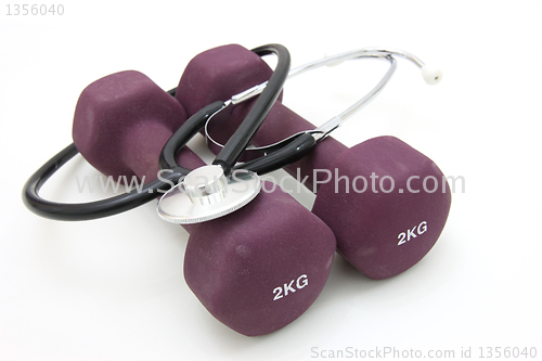 Image of Stethoscope and dumbbell 
