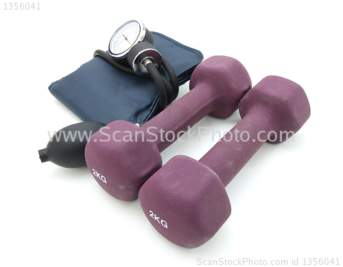 Image of Stethoscope and dumbbell 