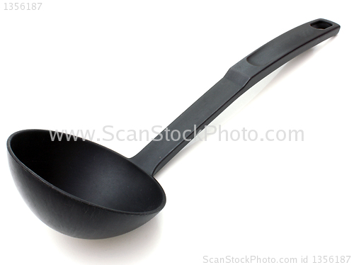 Image of Black plastic soup ladle