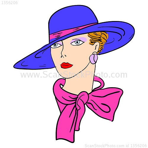 Image of Hand-drawn fashion model. Vector illustration. Woman's face