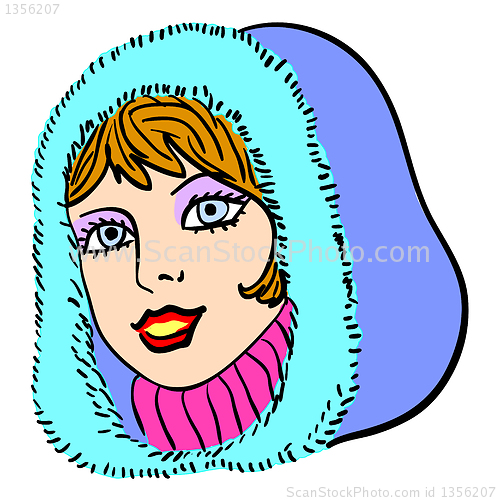 Image of Hand-drawn fashion model. Vector illustration. Woman's face