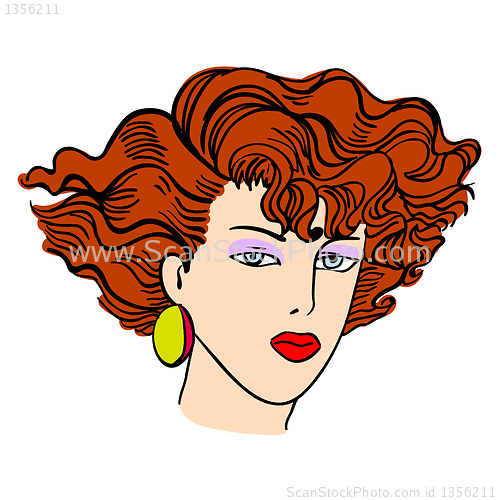 Image of Hand-drawn fashion model. Vector illustration. Woman's face