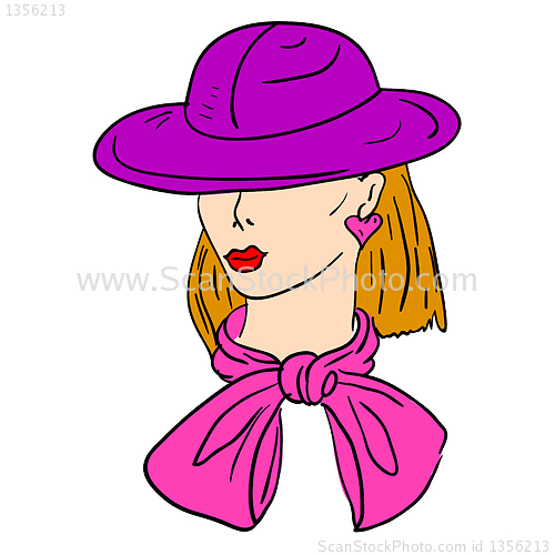 Image of Hand-drawn fashion model. Vector illustration. Woman's face