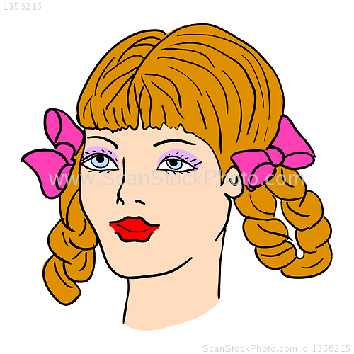 Image of Hand-drawn fashion model. Vector illustration. Woman's face