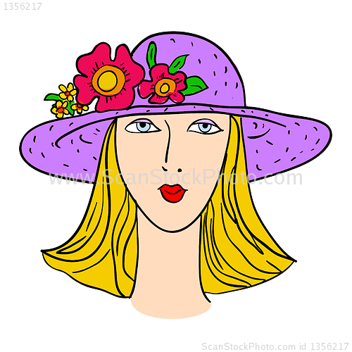 Image of Hand-drawn fashion model. Vector illustration. Woman's face