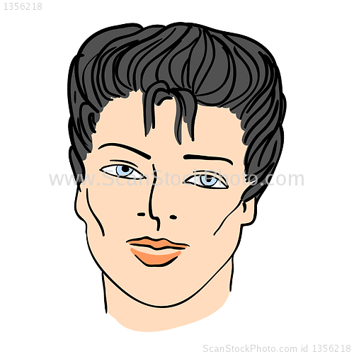 Image of Hand-drawn fashion model. Vector illustration. man's face