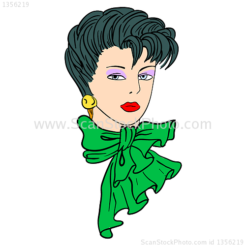 Image of Hand-drawn fashion model. Vector illustration. Woman's face