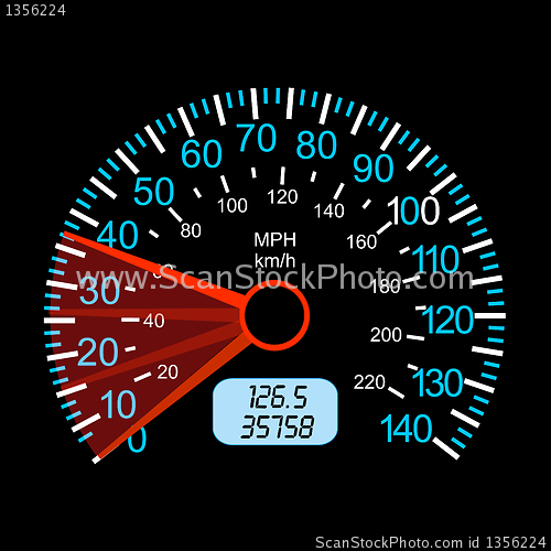 Image of car speedometer for racing design.