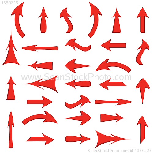 Image of Vector set of red arrows