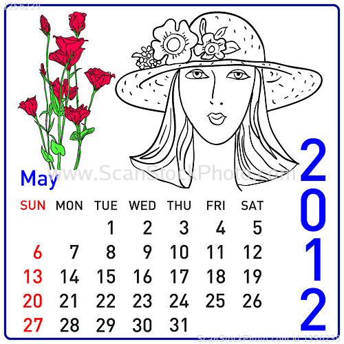 Image of 2012 year calendar in vector. May.